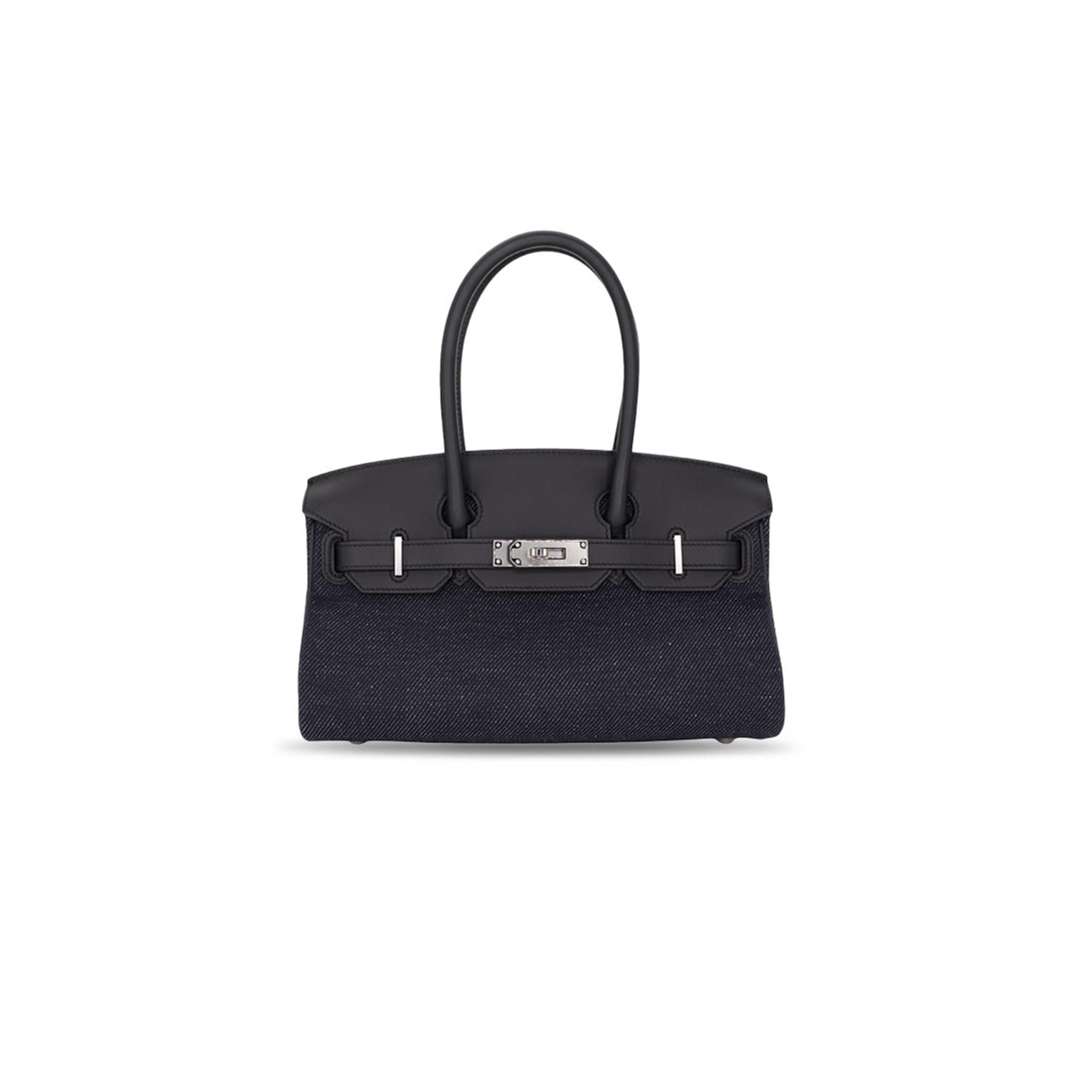 HERMÈS 29CM BIRKIN DENIM BLACK SWIFT LEATHER PALLADIUM HARDWARE (29*19*16cm)